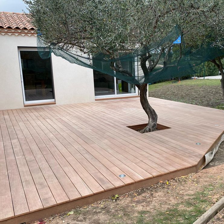Terrasse en bois exotique vue jardin